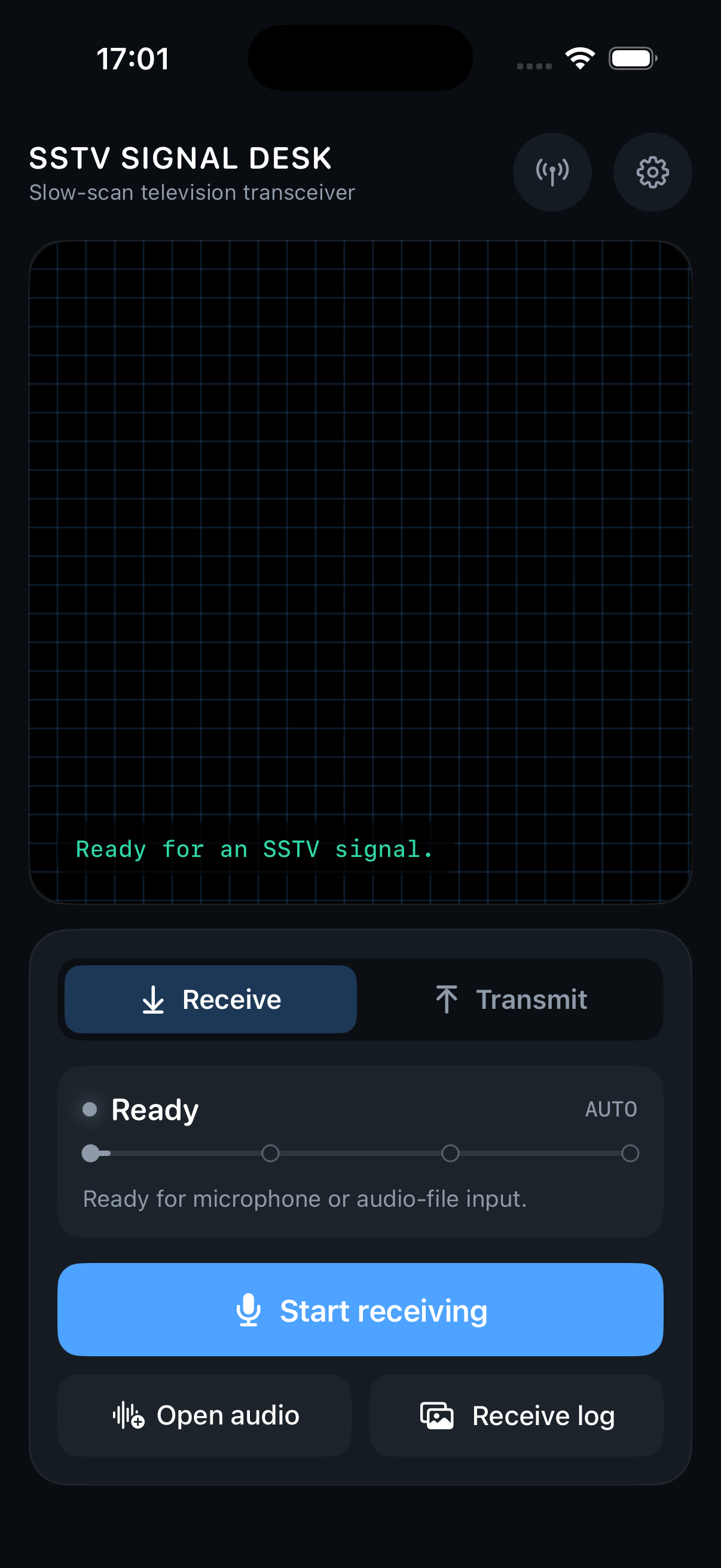SSTV receive screen on iPhone