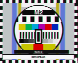 M2 SSTV round-trip decoded test card