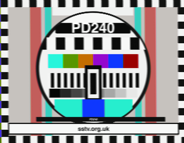 PD240 SSTV round-trip decoded test card